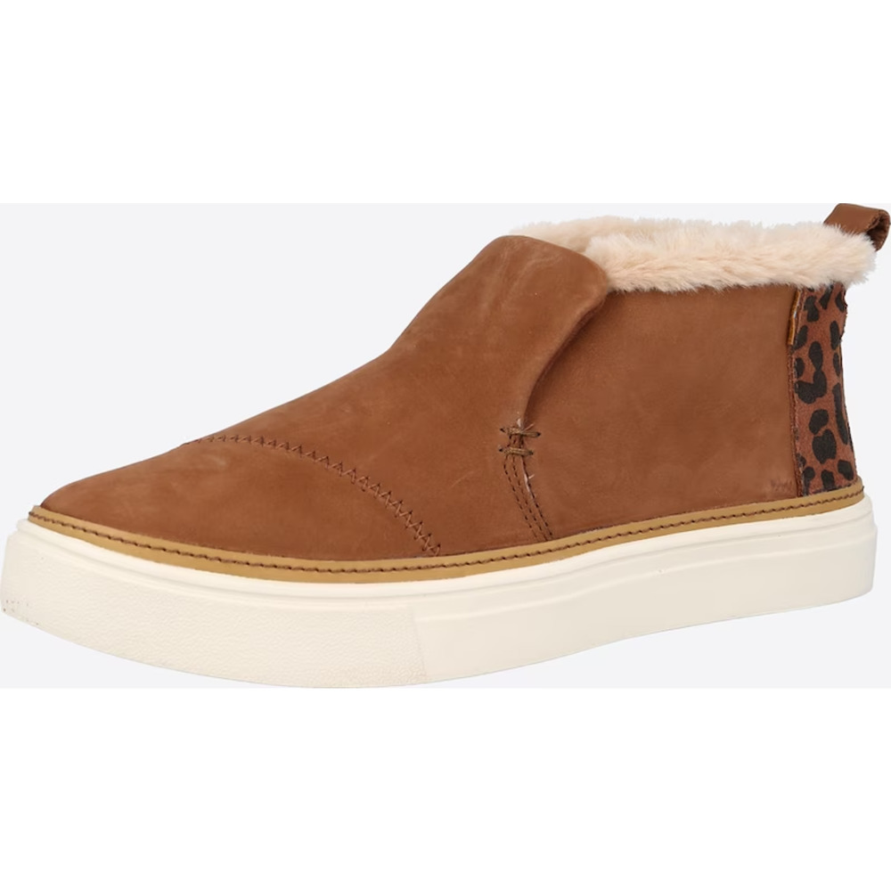 TOMS Paxton Brown Leather Faux Fur Slip‎ On Chukka Ankle Boots Womans Size 7